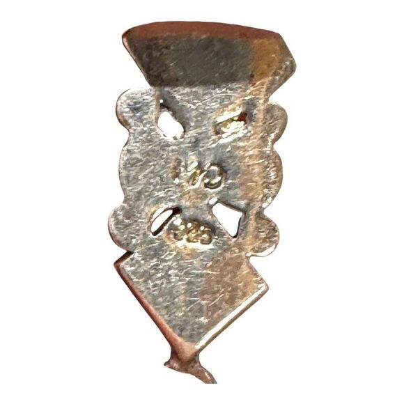 Vintage Native American Sterling Silver Pendant Turquoise Onyx Red Coral Signed - Picture 4 of 5